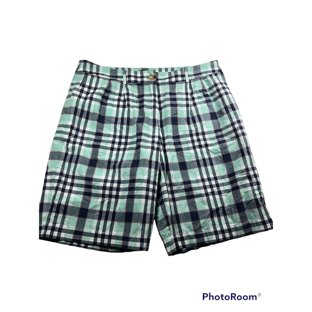 Pendleton Women's Blue, Green & White Check Plaid High Rise Shorts Size 16